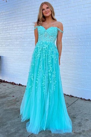 Off the Shoulder Prom Dress with Appliques