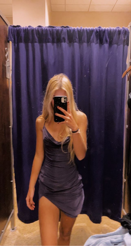 Robe de soirée violette en satin Y2962