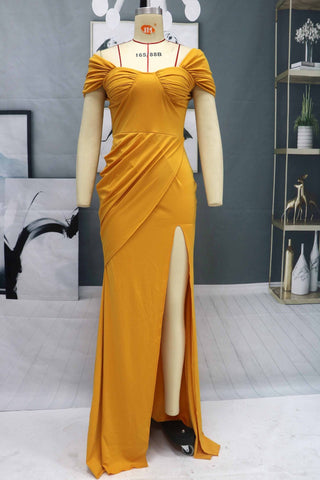 Elegant Off-the-Shoulder Mermaid Evening Dress Long Slit Online