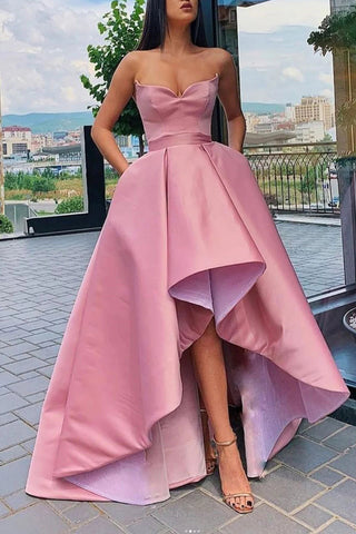 High Low Sweetheart Red Prom Dress