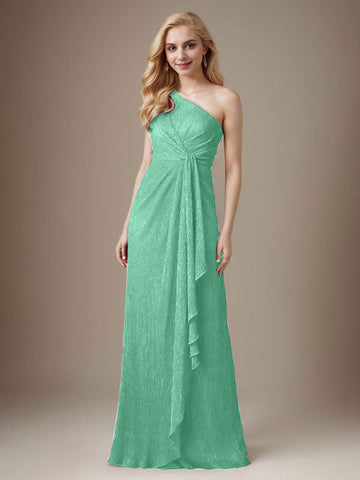 Ruby Sheath One Shoulder Metallic Mesh Dress Mother of the Bride Dress