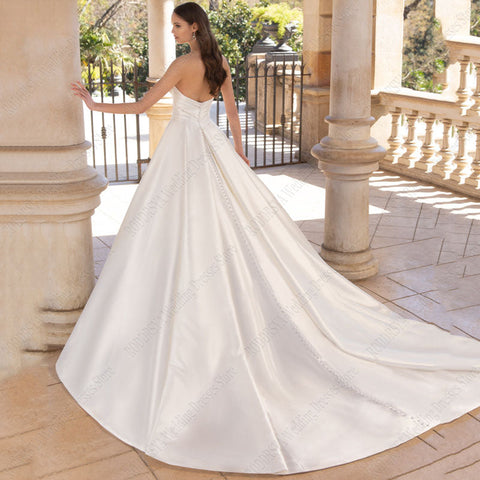 Robes de mariée en Satin sans bretelles pour femmes, robes de soirée de mariée, Sexy, fente haute, moderne, sur mesure, 2023 