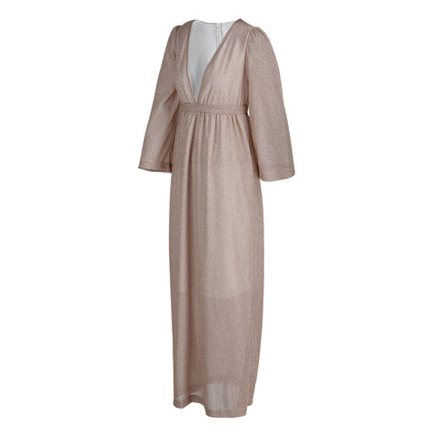 Vestidos de noche elegantes de estilo patchwork liso con escote en V y pliegues (4 colores) 