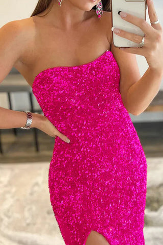 Mermaid Royal Sequin Strapless Prom Dress