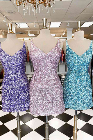 Vestido de fiesta de bienvenida con lentejuelas y escote en V