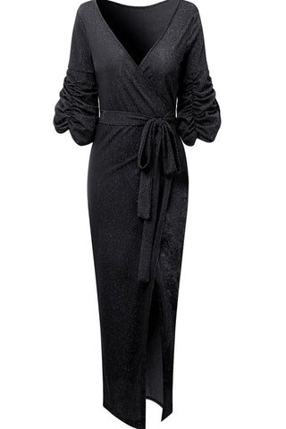 Vestidos de noche sexys con escote en V y diseño patchwork liso (3 colores) 