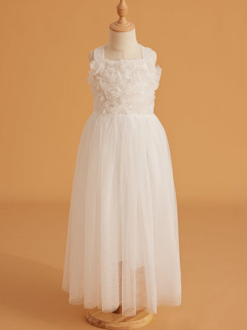 Enchanted Garden Girl Baby Toddler 3D Flower Embellishment Floral Applique Tulle Bow Dress