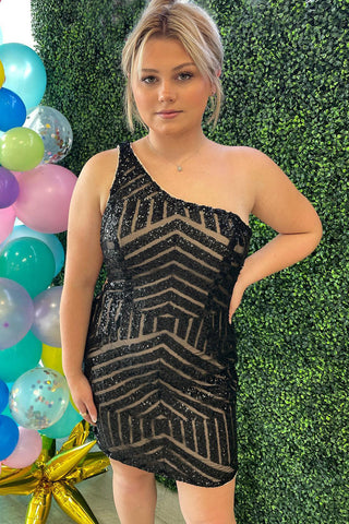 Robe fourreau asymétrique à sequins courte moulante pour le bal de promo