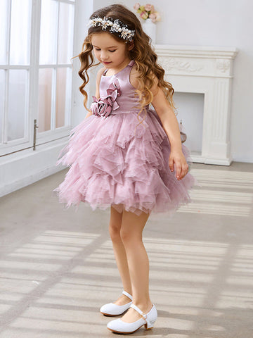Ball-Gown/Princess Tulle Knee-length Baby Girl Dress
