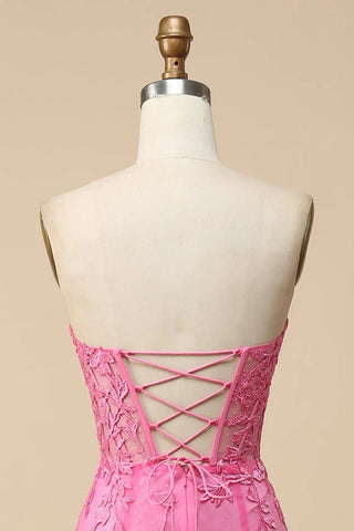 Corset Sweetheart Long Lace Prom Dress with Slit