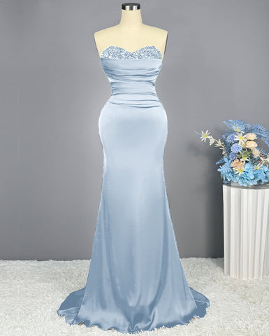 Sleeveless Mermaid Long Prom Gown with Sequined Sweetheart