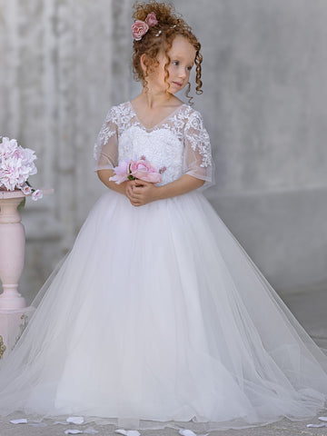 Princess Ball Gown for Girls with Lace Details