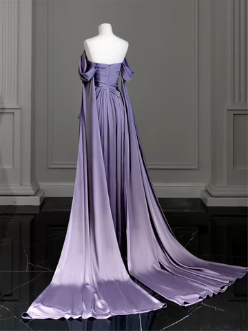 Robe de bal longue en satin violet sobre, robe de soirée violette Y2589