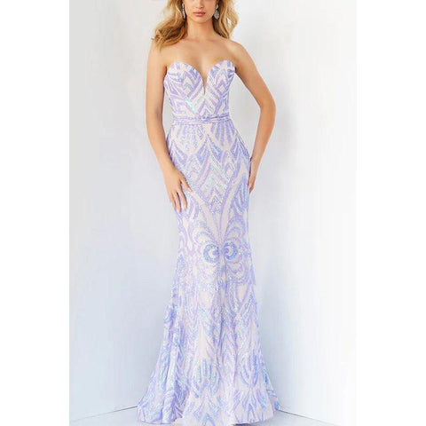 Vestido de noche largo de sirena con lentejuelas, sin mangas y sin tirantes y escote corazón