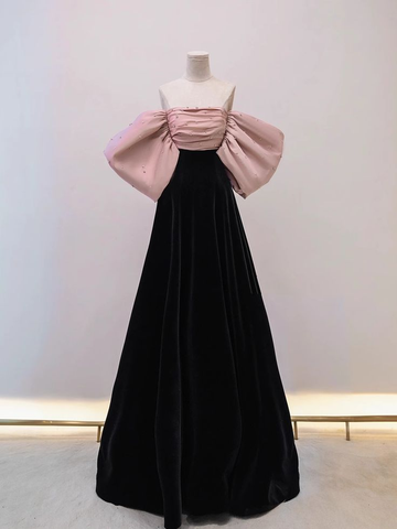 Robe de bal longue en satin de velours à épaules dénudées, modèle Y7611