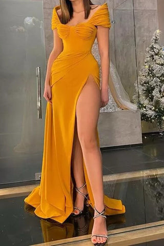 Elegant Off-the-Shoulder Mermaid Evening Dress Long Slit Online
