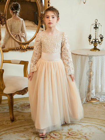 A-line Tulle Ankle-length Flower Girl Dress