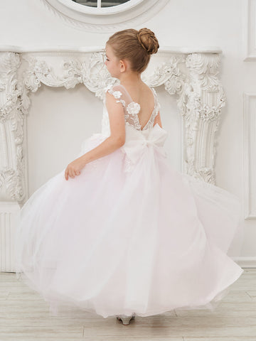 A-line Lace Tulle Floor-length Flower Girl Dress
