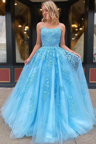 Princess Spaghetti Straps Prom Dress