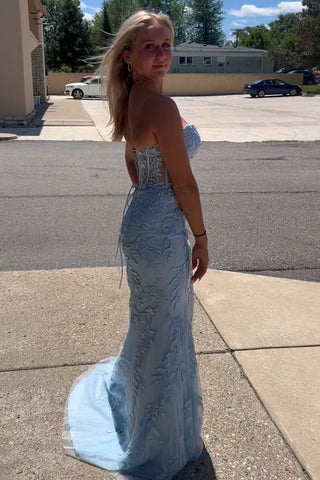 Strapless Prom Dress with Appliques