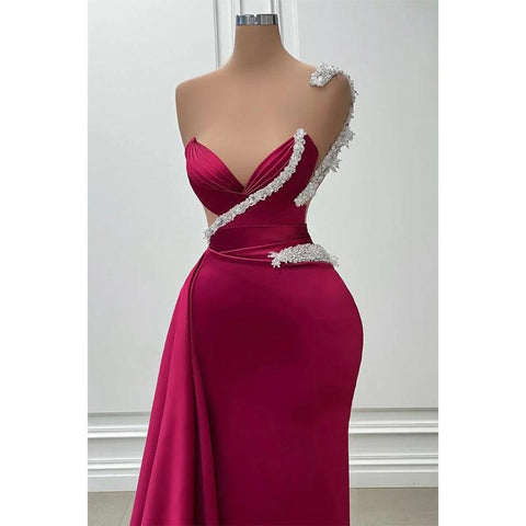 Elegante y lujoso vestido formal de fiesta con tirantes de diamantes de imitación, escote en V y sin mangas