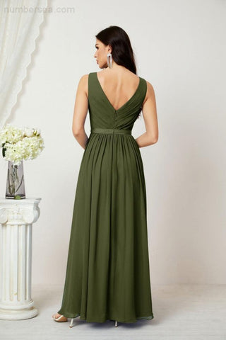 Women's Chiffon Long Bridesmaid Dresses A line Sleeveless Formal Prom Gown for Evening Party Homecoming Dresses 2808