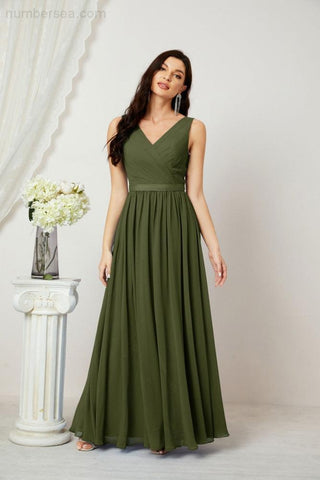 Women's Chiffon Long Bridesmaid Dresses A line Sleeveless Formal Prom Gown for Evening Party Homecoming Dresses 2808