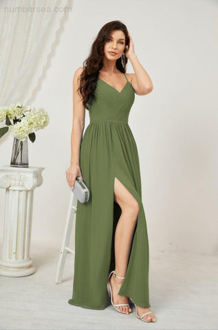 Vestidos de dama de honor con cuello alto Baoleely, de gasa, largos, corte en A, vestido formal de fiesta para boda, fiesta de noche 2801 