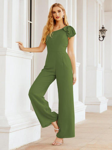 Baoleely Women's One Shoulder Long Jumpsuit Formal Evening Dress Long Bridesmaid Dresses Pants Wedding Party 28034