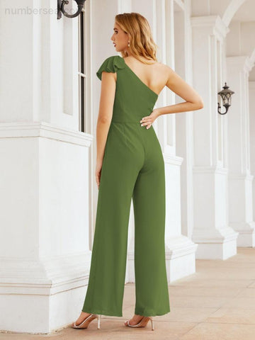 Baoleely Women's One Shoulder Long Jumpsuit Formal Evening Dress Long Bridesmaid Dresses Pants Wedding Party 28034