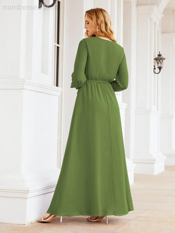 Robe de demoiselle d'honneur en mousseline Sunnderly pour femme, coupe trapèze, manches longues, robe de soirée formelle pour invitée de mariage SY28032 