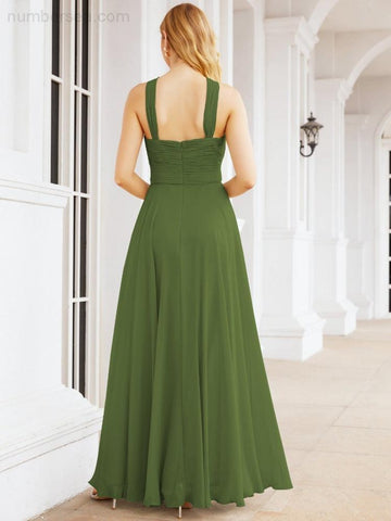 Baoleely Crisscross Halter Bridesmaid Dresses for Party Wedding Evening Prom Maxi Ball Gowns 28053