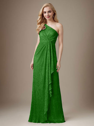 Ruby Sheath One Shoulder Metallic Mesh Dress Mother of the Bride Dress