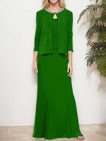 Metallic Mock Two-Piece Gown with Jacket