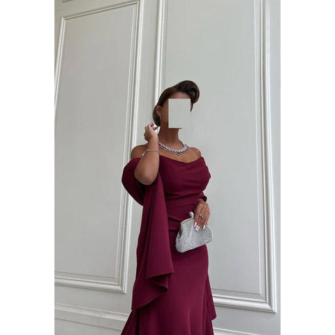 Robe de soirée sirène simple et décontractée sans manches à encolure dégagée