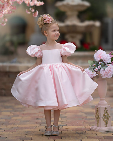 Ball-Gown/Princess Satin Knee-length Flower Girl Dress