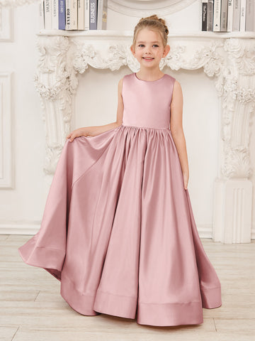 A-line Lace Satin Floor-length Flower Girl Dress