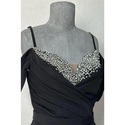 Sheath/columnoff-shoulder Straps Beaded Pleats Formal Evening Dress