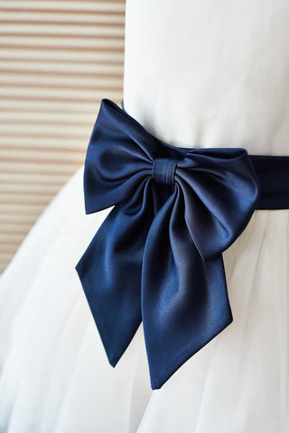 Ball-Gown/Princess Satin Tulle Knee-length Flower Girl Dress