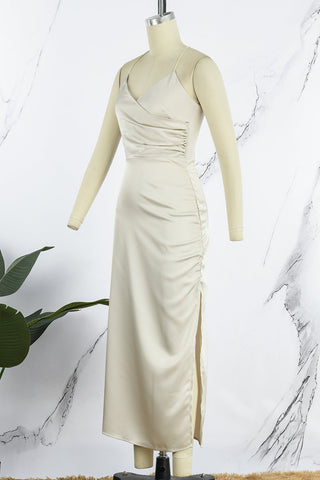 Vestidos de noche sencillos y sexys, lisos, sin espalda y con escote en V (4 colores) 