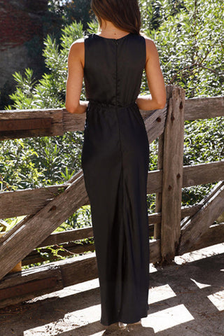 Vestidos de noche formales y sexys con escote en V y pliegue sólido.