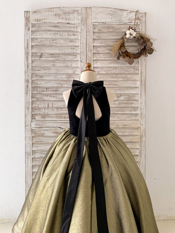 Ball-Gown/Princess Jacquard Velvet Sweep Train Black Dress (2003227667)