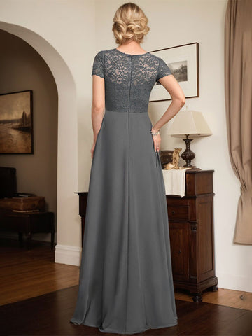 A-line Sweetheart Floor-Length Chiffon Lace Mother of the Bride Dress With Beading Cascading Ruffles
