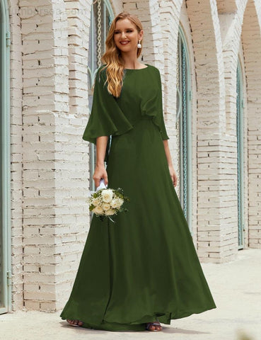 Robe de demoiselle d'honneur Sunnderly pour femme, manches longues, col en V, en mousseline, robe de cérémonie pour mariage SY28018