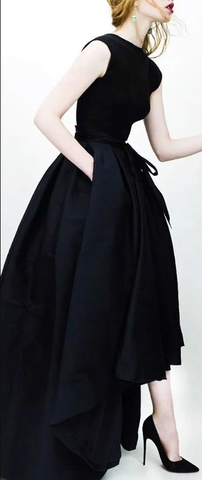 Vestido de fiesta negro sexy, vestido encantador y bonito, vestido de noche sencillo, vestido de fiesta formal con cuello redondo S19670