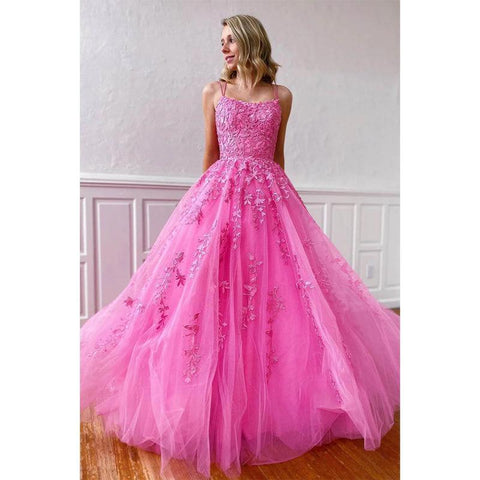 Robe de bal longue trapèze unique à bretelles croisées et décolleté plongeant en tulle bleu ciel