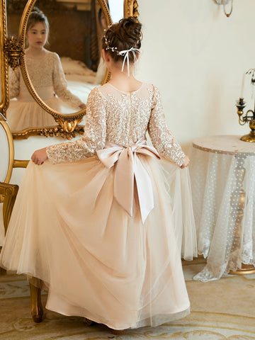 A-line Tulle Ankle-length Flower Girl Dress