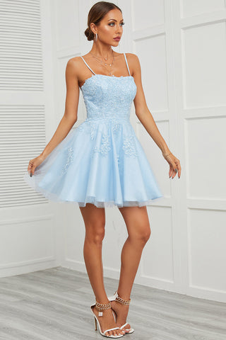 Tulle Short Prom Dress with Appliques