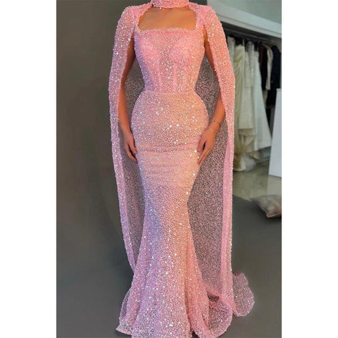 Robe de bal longue fourreau à bretelles spaghetti