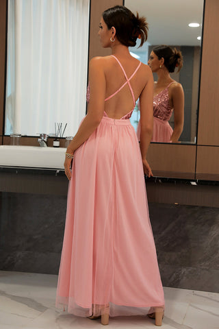 V-neck Sequin Party Dress